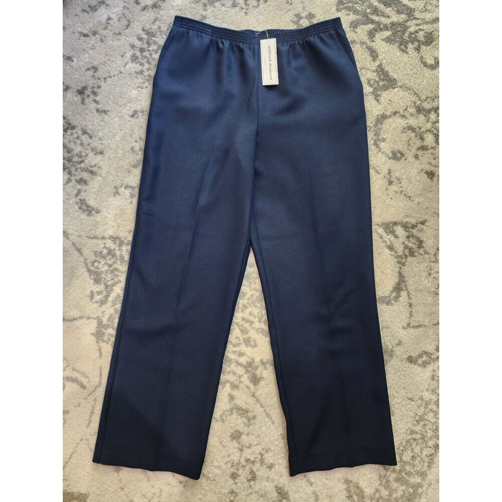 NEW Alfred Dunner Classics Navy Blue Pull On Elastic Waist Pants Size 12